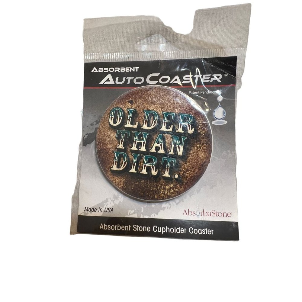 Absorbastone Absorbent Stone Cup Holder Coaster USA Older Than Dirt NEW